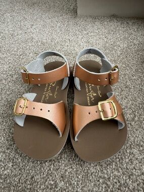 Kids Copper Metallic Double-Buckle Sandals